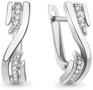 Серьги AQUAMARINE 400052А вес 2.84 г серебро, фианит купить,26178