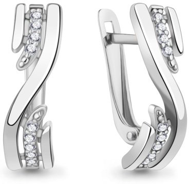 Серьги AQUAMARINE 400052А вес 2.84 г серебро, фианит купить,26178