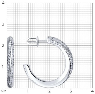 Пусеты Diamant 94-122-02254-1 вес 7.45 г серебро, фианит купить,29780