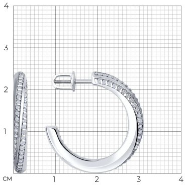 Пусеты Diamant 94-122-02254-1 вес 7.45 г серебро, фианит купить,29780