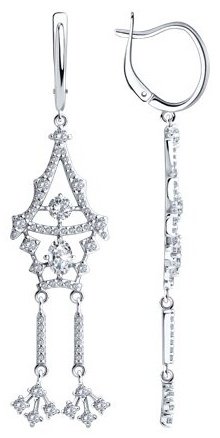 Серьги SOKOLOV 94026478 вес 9.58 г серебро, фианит купить,50564