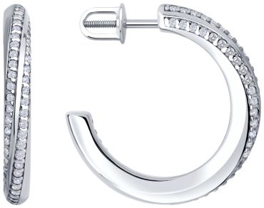 Пусеты Diamant 94-122-02254-1 вес 7.45 г серебро, фианит купить,29780