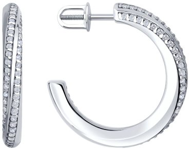 Пусеты Diamant 94-122-02254-1 вес 7.45 г серебро, фианит купить,29780
