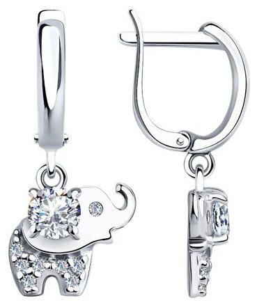 Серьги SOKOLOV 94023905 вес 2.44 г серебро, фианит купить,15390