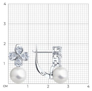 Серьги SOKOLOV 94026827 вес 4.37 г серебро, жемчуг, фианит купить,25499