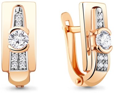 Серьги AQUAMARINE 43481А вес 3 г серебро, фианит купить,40630
