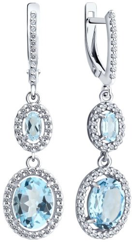 Серьги Diamant 94-321-02046-1 вес 4.7 г серебро, топаз, фианит купить,47196