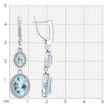 Серьги Diamant 94-321-02046-1 вес 4.7 г серебро, топаз, фианит купить,47196