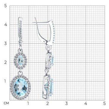 Серьги Diamant 94-321-02046-1 вес 4.7 г серебро, топаз, фианит купить,47196