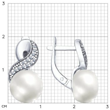Серьги SOKOLOV 94022592 вес 3.68 г серебро, жемчуг, фианит купить,28728