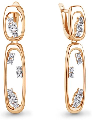 Серьги AQUAMARINE 49803А вес 5.12 г серебро, фианит купить,56430