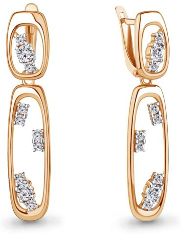 Серьги AQUAMARINE 49803А вес 5.12 г серебро, фианит купить,56430