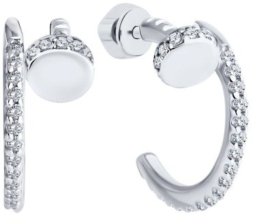 Серьги Diamant 94-122-02048-1 вес 3.47 серебро, фианит купить,16643