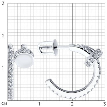 Серьги Diamant 94-122-02048-1 вес 3.47 серебро, фианит купить,16643