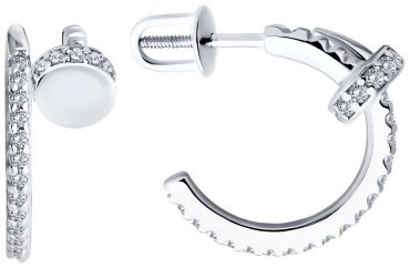 Серьги Diamant 94-122-02048-1 вес 3.47 серебро, фианит купить,16643