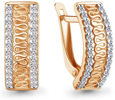 Серьги AQUAMARINE 400142А вес 2.36 г серебро, фианит купить,32627
