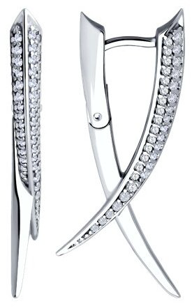 Серьги Diamant 94-120-02070-1 вес 6.39 г серебро, фианит купить,NaN