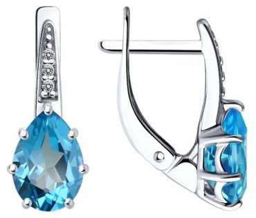 Серьги Diamant 94-320-02059-1_s вес 2.2 г серебро, фианит, топаз купить,NaN