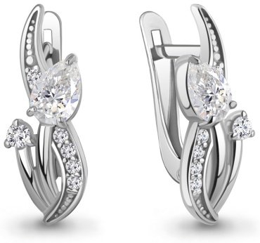 Серьги AQUAMARINE 400176А вес 2.76 г серебро, фианит купить,25625