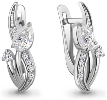 Серьги AQUAMARINE 400176А вес 2.76 г серебро, фианит купить,25625