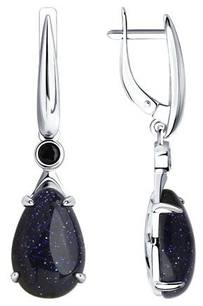 Серьги SOKOLOV 83020052 вес 5.53 г серебро, авантюрин, фианит купить,NaN