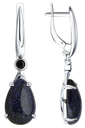 Серьги SOKOLOV 83020052 вес 5.53 г серебро, авантюрин, фианит купить,NaN