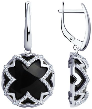 Серьги SOKOLOV 83020099 вес 12.38 г серебро, агат, фианит купить,NaN