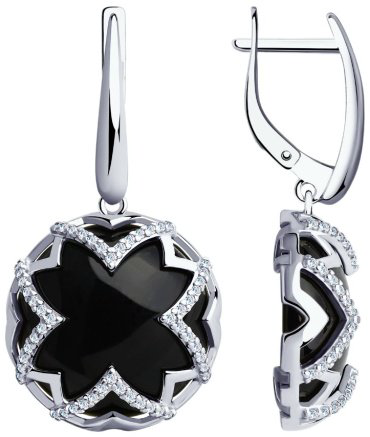 Серьги SOKOLOV 83020099 вес 12.38 г серебро, агат, фианит купить,NaN