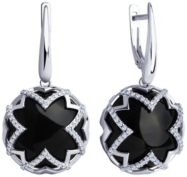 Серьги SOKOLOV 83020099 вес 12.38 г серебро, агат, фианит купить,NaN