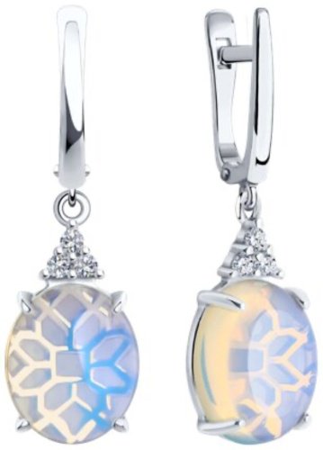 Серьги Diamant 94-321-01837-1 вес 4.44 г серебро, опал, фианит купить,NaN