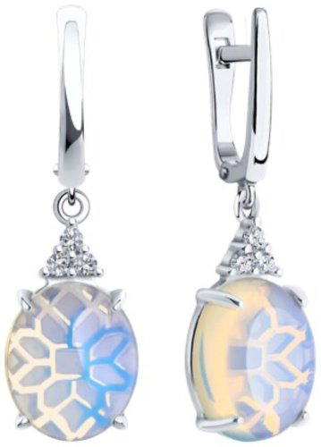 Серьги Diamant 94-321-01837-1 вес 4.44 г серебро, опал, фианит купить,NaN