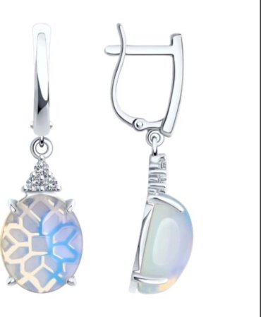 Серьги Diamant 94-321-01837-1 вес 4.44 г серебро, опал, фианит купить,NaN
