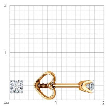 Пусеты Diamant 51-122-02086-1 вес 0.76 г золото, фианит купить,110808