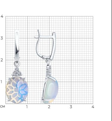 Серьги Diamant 94-321-01837-1 вес 4.44 г серебро, опал, фианит купить,NaN