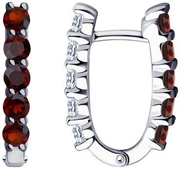 Серьги SOKOLOV 92022236 вес 3.6 г серебро, фианит, гранат купить,NaN