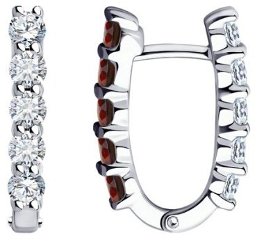 Серьги SOKOLOV 92022236 вес 3.6 г серебро, фианит, гранат купить,NaN