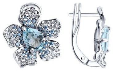 Серьги SOKOLOV 92022986 вес 6.35 г серебро, топаз, фианит купить,NaN