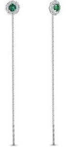 Серьги-цепочки AQUAMARINE 41024Г вес 2.06 г серебро, стекло, фианит купить,27907