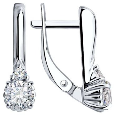 Серьги Diamant 94-120-01555-1 вес 2.58 г серебро, фианит купить,16416