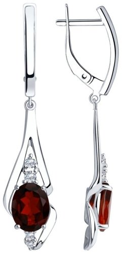 Серьги SOKOLOV 92022253_01 вес 4.86 г серебро, фианит, гранат купить,46181