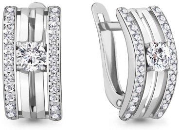Серьги AQUAMARINE 49096А вес 2.76 г серебро, фианит купить,26178