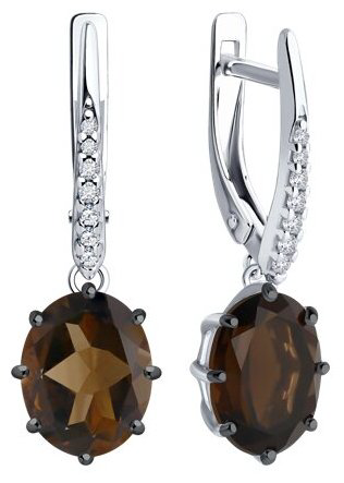 Серьги Diamant 94-321-02054-4 вес 3.55 г серебро, фианит, раухтопаз купить,NaN