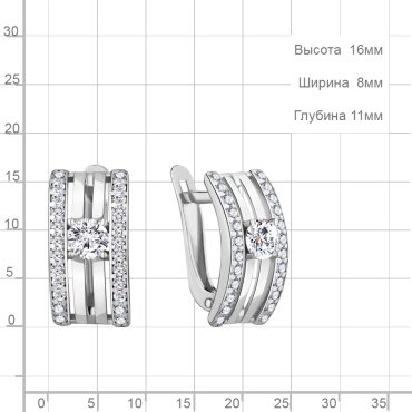 Серьги AQUAMARINE 49096А вес 2.76 г серебро, фианит купить,26178