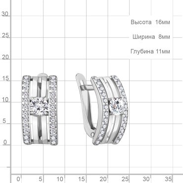 Серьги AQUAMARINE 49096А вес 2.76 г серебро, фианит купить,26178