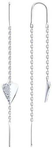 Серьги-цепочки SOKOLOV 94026458 вес 2.16 г серебро, фианит купить,15968