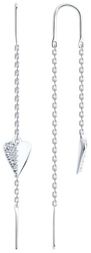 Серьги-цепочки SOKOLOV 94026458 вес 2.16 г серебро, фианит купить,15968
