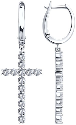 Серьги SOKOLOV 94027088 вес 7.56 г серебро, фианит купить,39769