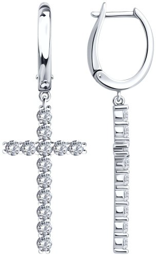 Серьги SOKOLOV 94027088 вес 7.56 г серебро, фианит купить,39769