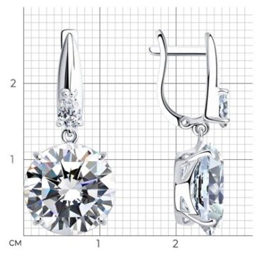 Серьги SOKOLOV 94022277 вес 6.87 г серебро, фианит купить,39871