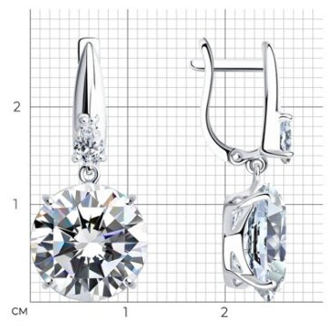 Серьги SOKOLOV 94022277 вес 6.87 г серебро, фианит купить,39871